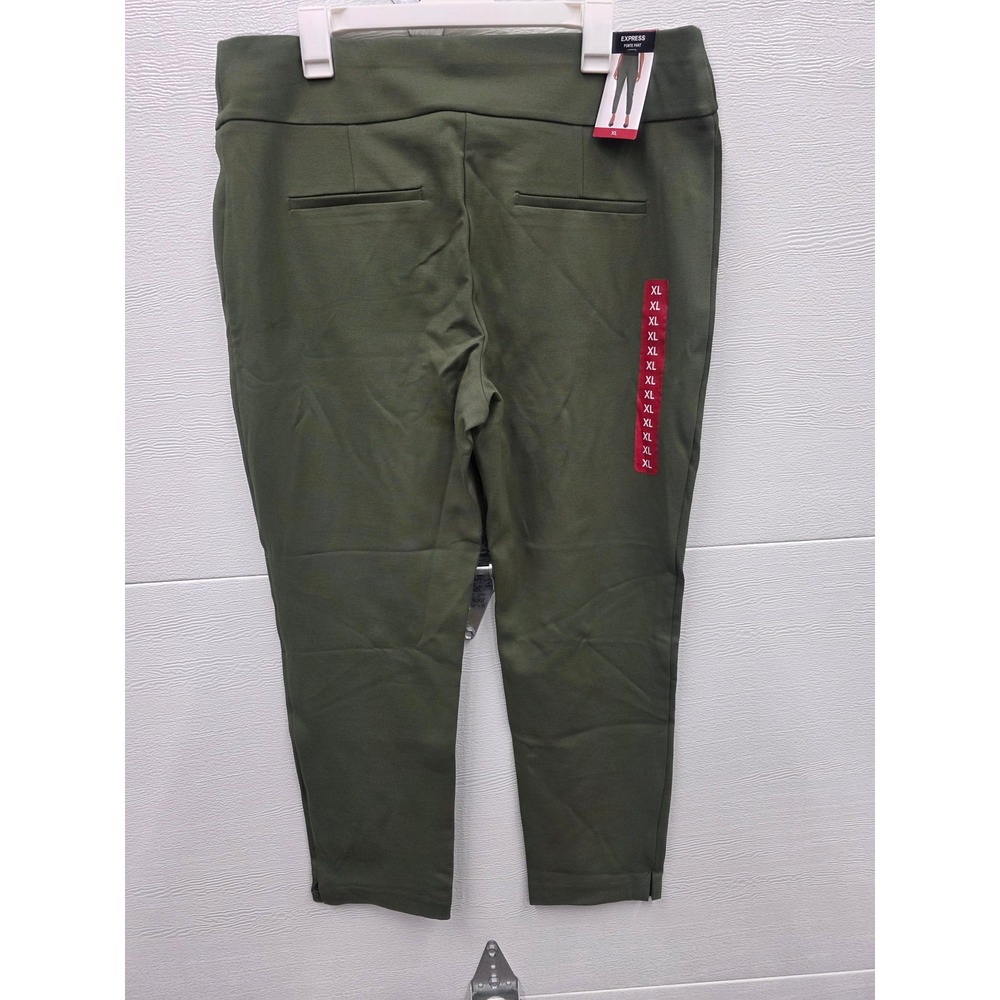 Express Womens Olive Green Ponte Pant Stretch Pull On Tapered Ankle Trousers XL